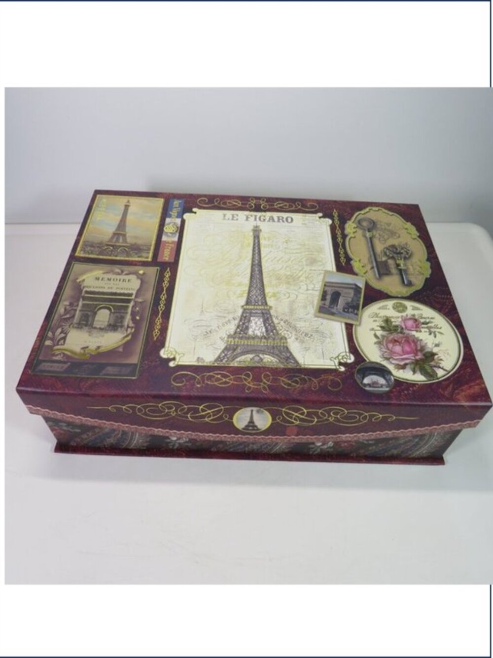 Paris burgundy magnetic closure Eifel Tower gift box storage box
